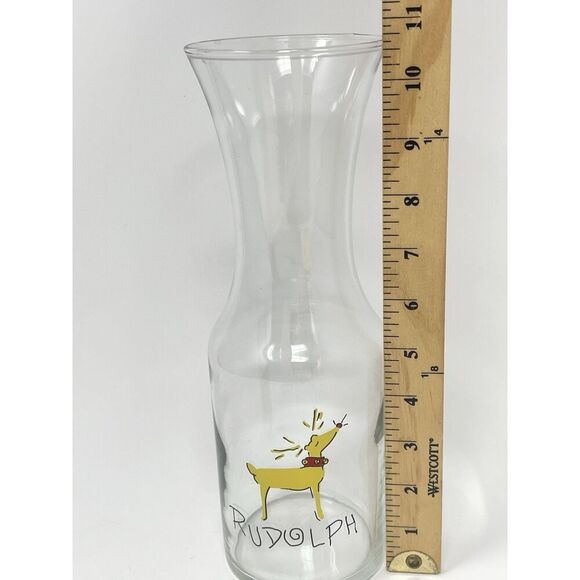 RARE Pottery Barn Reindeer GLASS Carafe RUDOLPH Holiday Christmas Pitcher Water - Picture 2 of 5